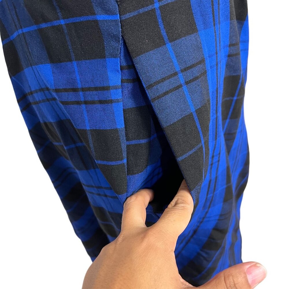 Unique Vintage Plaid Fit & Flare Midi Dress Retro Swing Wiggle Pockets Stretch - Picture 11 of 12